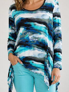 Vera Wang Simply Vera XL Artistic Boho Chic Asymmetrical Hem Flowy Tunic Top